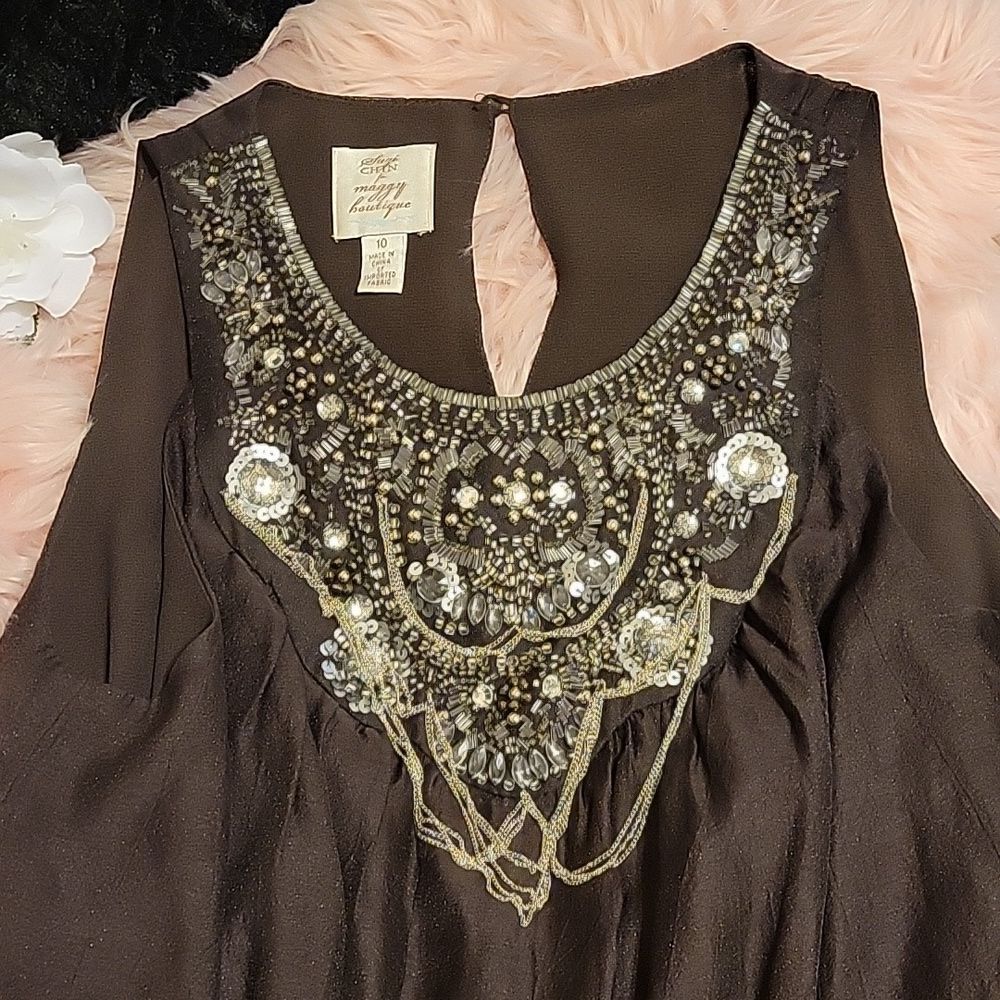 Surzi Chin for Maggy Boutique  Chocolate Brown Dress  CLEARANCE